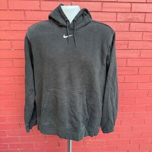 Vintage y2K Nike Center Swoosh Logo Hoodie Mens Medium Sweatshirt Blank Black